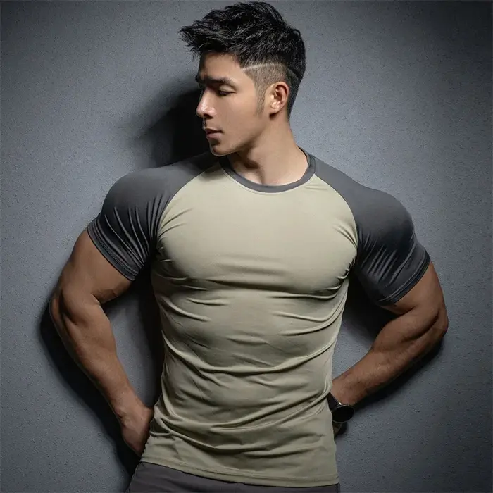 T-shirt de sport à manches courtes pour hommes, élastique, séchage rapide, couleur pure, loisirs, co