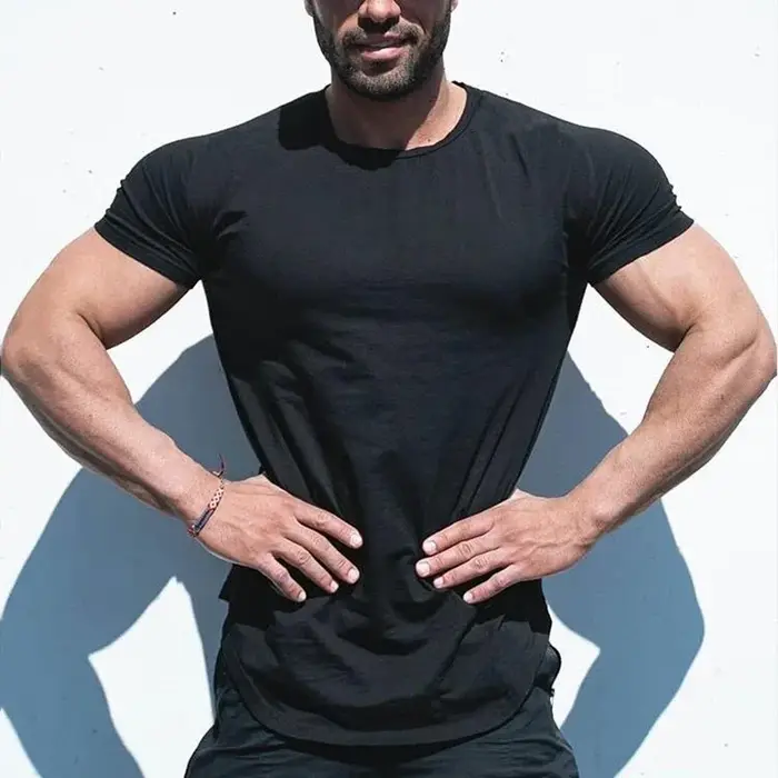 Vêtements unis mode T-Shirt hommes coton respirant Fitness