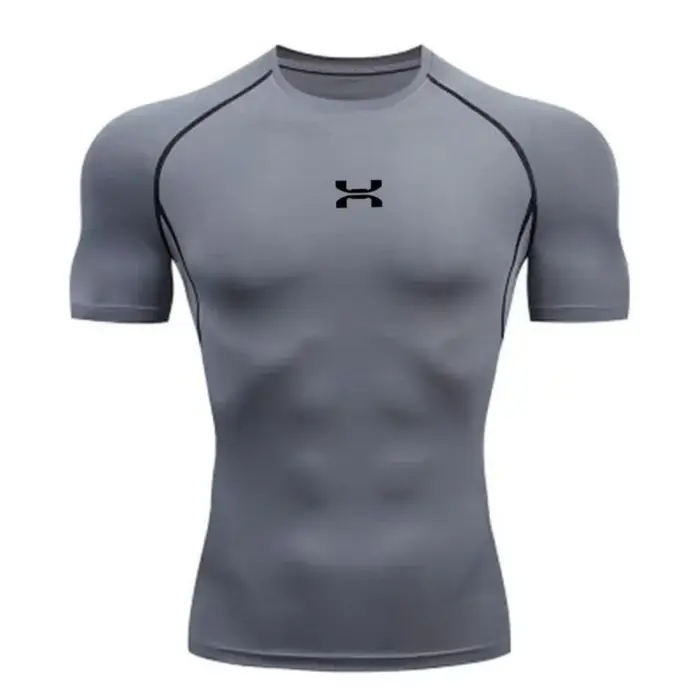 Vêtements de fitness, sweat-shirt de compression d'été à manches courtes pour hommes
