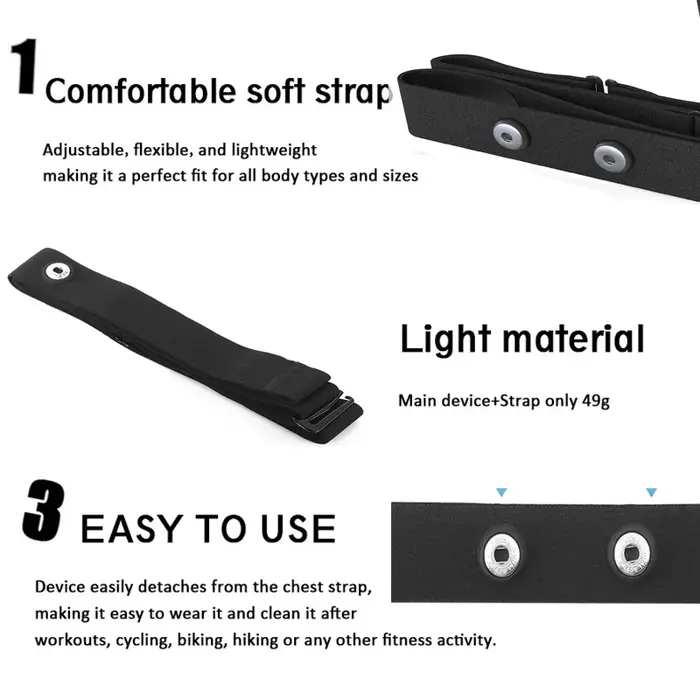 Ceinture de remplacement pour moniteur de fréquence cardiaque, sangle pectorale, Compatible avec les