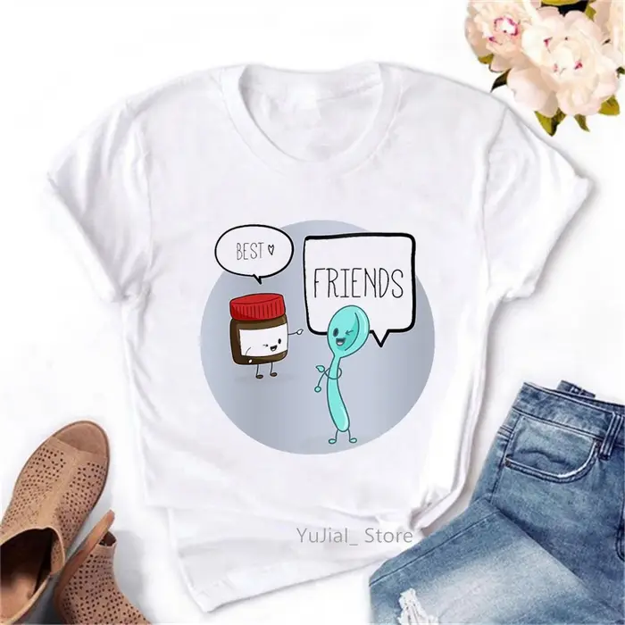 T-shirt manches courtes femme blanc, estival et humoristique, avec I Love Nutella, 2024