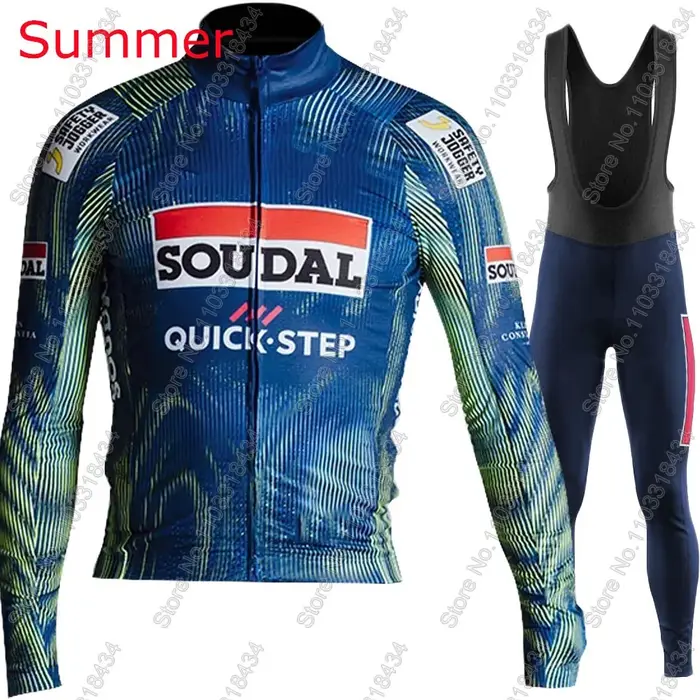 Soudal Quick Step 2026 équipe cyclisme maillot ensemble vêtements costume hommes été hiver belgique à manches longues vtt vélo route pantalon bavoir Ropa