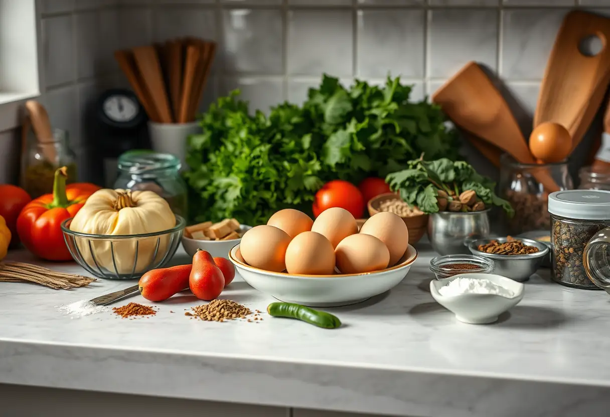 Composants alimentaires sur un comptoir de cuisine