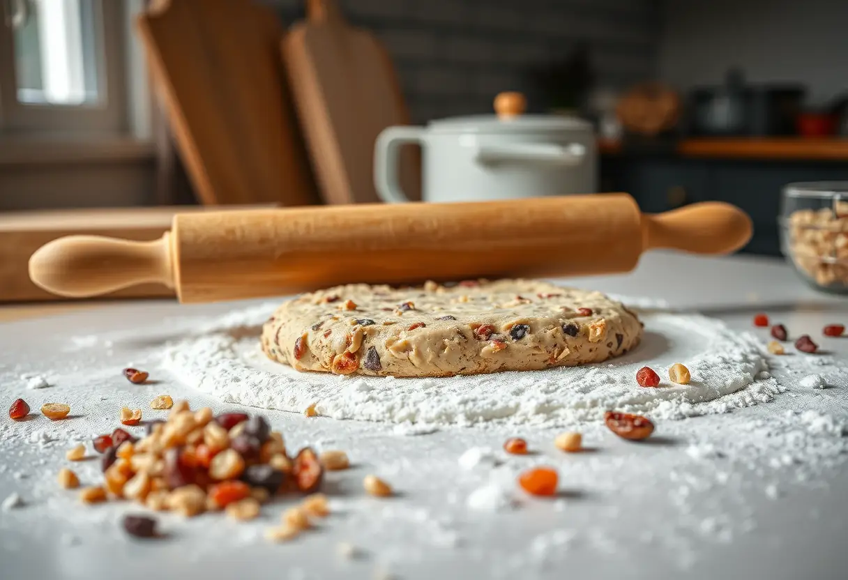 Roulage de pâte pour des barres protéinées